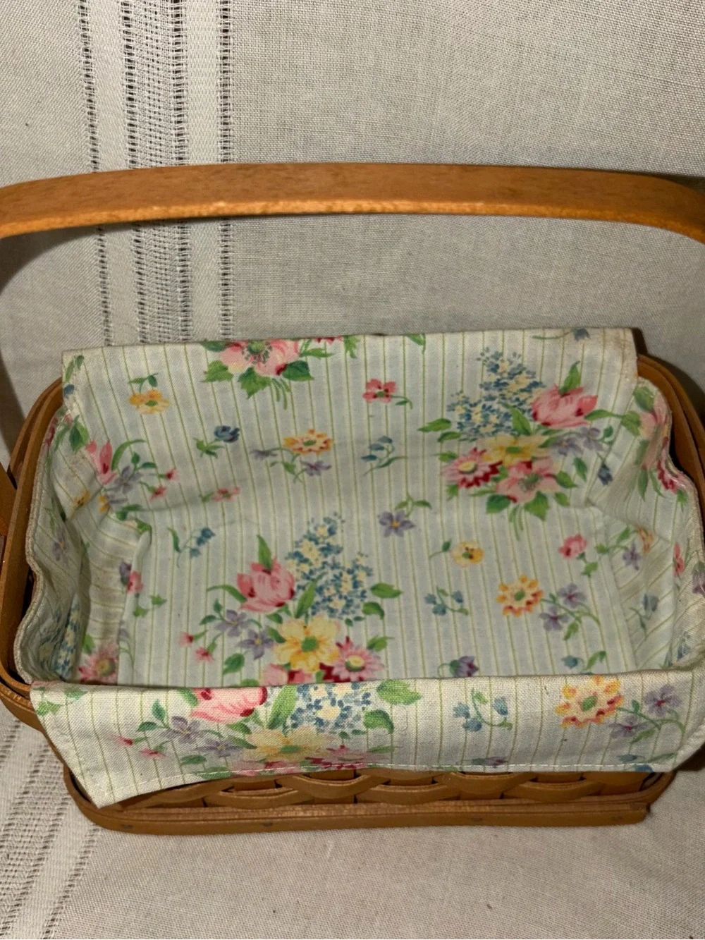 Vintage Longaberger “Mixed Bouquet” Floral Lined Woven Basket
